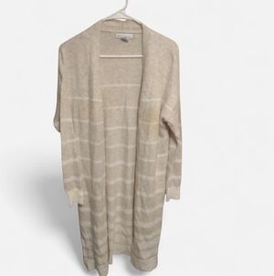 London Kaye Long Line Duster Cardigan Small Oversized Warm Cozy Neutral